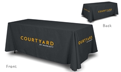 Throw style table cover for 6' banquet tables. Marriott brands