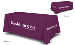 Throw style table cover for 6' banquet tables. Residence Inn by Marriott, full color logo
